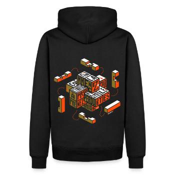 Casse-tête typographique - Sweat à capuche Premium bio Homme - noir - Dos - Nico (187cm)