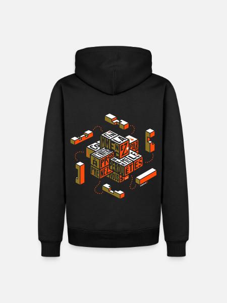 Casse-tête typographique - Sweat à capuche Premium bio Homme - noir