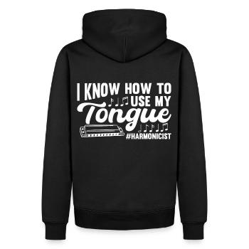 Harmoniciste Harmoniciste Orgue à bouche - Sweat à capuche Premium bio Homme - noir - Dos - Nico (187cm)