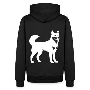 Husky White Vector Alaska Finland Dog - Men’s Premium Organic Hoodie - black - Back - Nico (187cm)