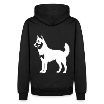 Motif Husky Silhouette Chien Chien Blanc - Sweat à capuche Premium bio Homme - noir - Dos - Nico (187cm)