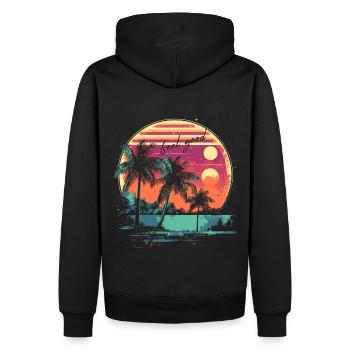 beach palmen feel good sunset - Männer Premium Bio Hoodie - Schwarz - Hinten - Nico (187cm)