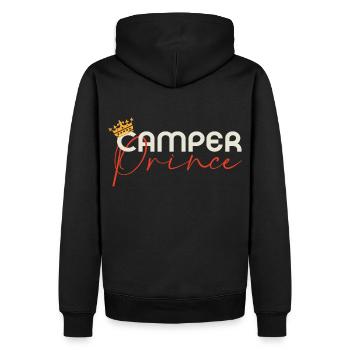 Camper Prince - Camping Famille Prince Couronne - Sweat à capuche Premium bio Homme - noir - Dos - Nico (187cm)
