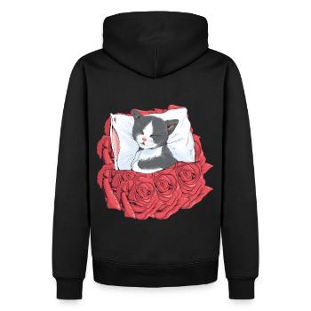 Katze Rosen Schlafen Katzen Kätzchen Guten Nacht - Männer Premium Bio Hoodie - Schwarz - Hinten - Nico (187cm)