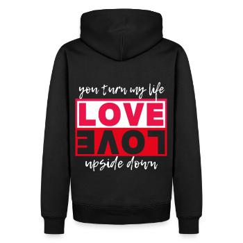 Typographie amour-amour, Saint-Valentin - Sweat à capuche Premium bio Homme - noir - Dos - Nico (187cm)