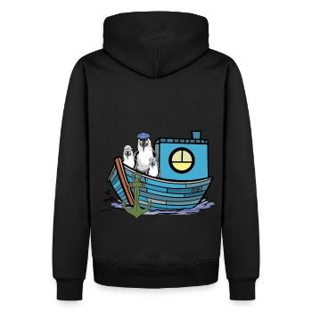 Mouettes Marins Bateau de pêcheur Bateaux de marins - Sweat à capuche Premium bio Homme - noir - Dos - Nico (187cm)