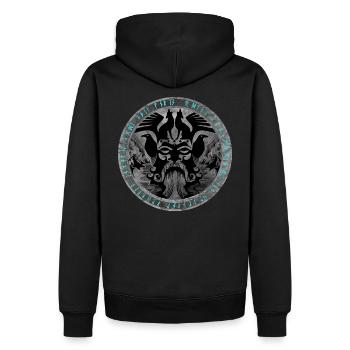 Odin Fenrir Hugin Munin - Männer Premium Bio Hoodie - Schwarz - Hinten - Nico (187cm)