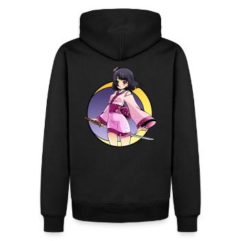 Samouraï anime girl - Sweat à capuche Premium bio Homme - noir - Dos - Nico (187cm)