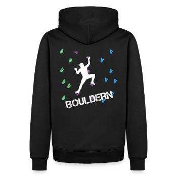 Bouldern Klettern Kletterer - Männer Premium Bio Hoodie - Schwarz - Hinten - Nico (187cm)