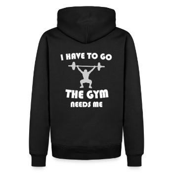Gym gym sport musculation - Sweat à capuche Premium bio Homme - noir - Dos - Nico (187cm)