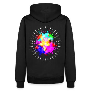 Colorful Stars -Bunte Sterne - Männer Premium Bio Hoodie - Schwarz - Hinten - Nico (187cm)