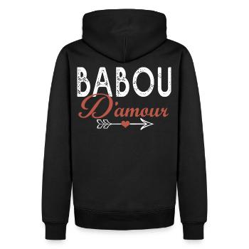 babou d'amour cadeau grand-mère papy, papa, maman - Sweat à capuche Premium bio Homme - noir - Dos - Nico (187cm)