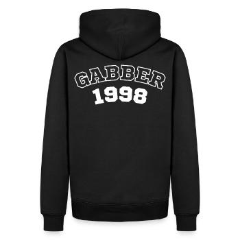 Gabber Sports Rave outfit - Hardcore music  - Sweat à capuche Premium bio Homme - noir - Dos - Nico (187cm)
