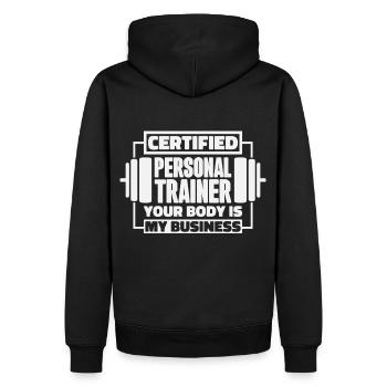 FitnessTrainer Gym personal trainer Cadeau - Sweat à capuche Premium bio Homme - noir - Dos - Nico (187cm)