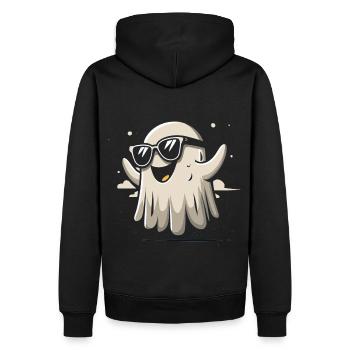 Geist mit Sonnenbrille - Männer Premium Bio Hoodie - Schwarz - Hinten - Nico (187cm)