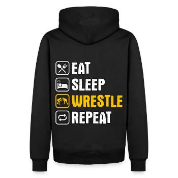 Manger Dormir Lutter Répéter - Sweat à capuche Premium bio Homme - noir - Dos - Nico (187cm)