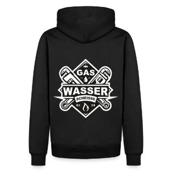 Gas Wasser Scheisse Klempner - Männer Premium Bio Hoodie - Schwarz - Hinten - Nico (187cm)