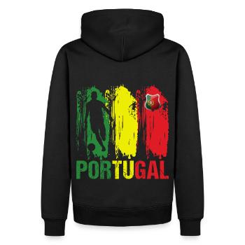 Portugal Flagge Portugiesischer Fußball Geschenk - Männer Premium Bio Hoodie - Schwarz - Hinten - Nico (187cm)