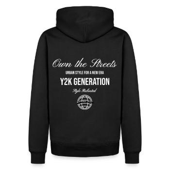 Own the Streets streetwear Design - Männer Premium Bio Hoodie - Schwarz - Hinten - Nico (187cm)