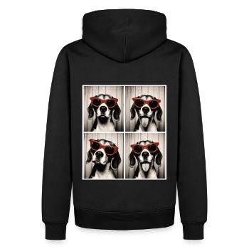 Photobooth Beagle avec lunettes de soleil rouges - Sweat à capuche Premium bio Homme - noir - Dos - Nico (187cm)