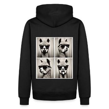 Photobox Alpaga avec lunettes de soleil - Sweat à capuche Premium bio Homme - noir - Dos - Nico (187cm)