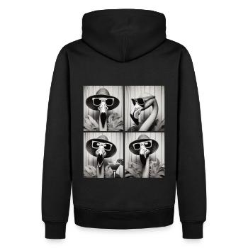 Fotobox Flamingo – Vintage Spaß in vier Posen - Männer Premium Bio Hoodie - Schwarz - Hinten - Nico (187cm)