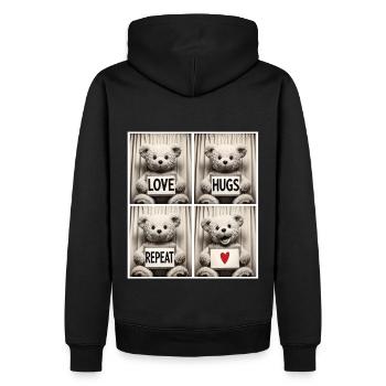 Teddy Bear – Love Hugs Repeat - Sweat à capuche Premium bio Homme - noir - Dos - Nico (187cm)