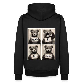 Teddybär – Kuscheln ist die Magie - Männer Premium Bio Hoodie - Schwarz - Hinten - Nico (187cm)