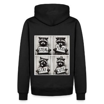 Lustiger Waschbär – Steal Food Stay Cute - Männer Premium Bio Hoodie - Schwarz - Hinten - Nico (187cm)