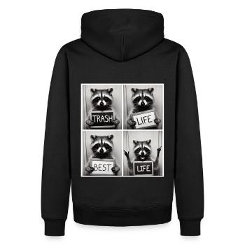 Raton laveur – La vie à la poubelle La meilleure vie - Sweat à capuche Premium bio Homme - noir - Dos - Nico (187cm)