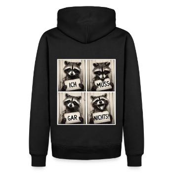 Raton laveur – je n’ai rien à faire ! - Sweat à capuche Premium bio Homme - noir - Dos - Nico (187cm)