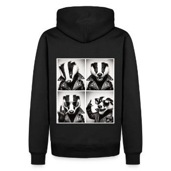 Badass Badger - Style rocker avec veste en cuir - Sweat à capuche Premium bio Homme - noir - Dos - Nico (187cm)