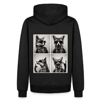 Renard à bascule avec lunettes de soleil – Cool & Wild - Sweat à capuche Premium bio Homme - noir - Dos - Nico (187cm)