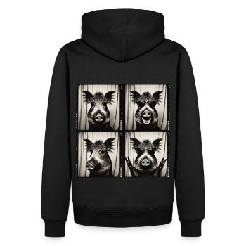 Sanglier avec lunettes de soleil – style rocker - Sweat à capuche Premium bio Homme - noir - Dos - Nico (187cm)
