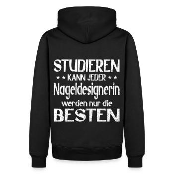 Studieren kann jeder Nageldesignerin die Besten - Männer Premium Bio Hoodie - Schwarz - Hinten - Nico (187cm)