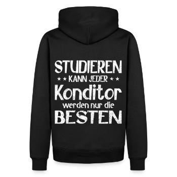 Studieren kann jeder Konditor werden die Besten - Männer Premium Bio Hoodie - Schwarz - Hinten - Nico (187cm)