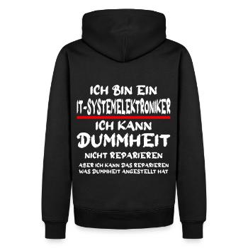 Ich bin ein Systemelektroniker Handwerker Spruch - Männer Premium Bio Hoodie - Schwarz - Hinten - Nico (187cm)