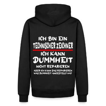 Ich bin ein Technischer Zeichner Handwerker Spruch - Männer Premium Bio Hoodie - Schwarz - Hinten - Nico (187cm)