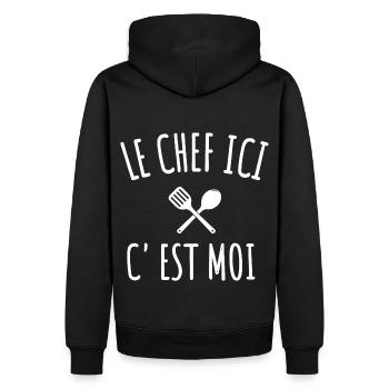 cuisine le chef c' est moi humour cuisinier cadeau - Sweat à capuche Premium bio Homme - noir - Dos - Nico (187cm)