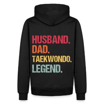 Mari Papa Taekwondo Légende - Sweat à capuche Premium bio Homme - noir - Dos - Nico (187cm)