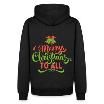 Weihnachten Typografie Merry Christmas to all - Männer Premium Bio Hoodie - Schwarz - Hinten - Nico (187cm)