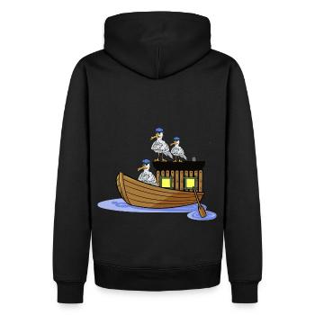 Bateau Navire Mouettes Marins Mer du Nord Mer Baltique Kiel - Sweat à capuche Premium bio Homme - noir - Dos - Nico (187cm)
