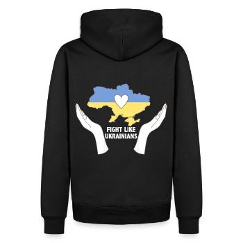 Combattez comme les Ukrainiens - Sweat à capuche Premium bio Homme - noir - Dos - Nico (187cm)