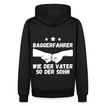 Baggerfahrer Vater Und Sohn Tiefbauer Bagger - Männer Premium Bio Hoodie - Schwarz - Hinten - Nico (187cm)