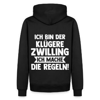 Zwillingsgeschwister Klügere Zwilling Zwillinge - Männer Premium Bio Hoodie - Schwarz - Hinten - Nico (187cm)
