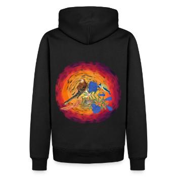 Soleil, Oiseaux, Printemps, Oiseau, Branche, Nature, Nature Sauvage - Sweat à capuche Premium bio Homme - noir - Dos - Nico (187cm)
