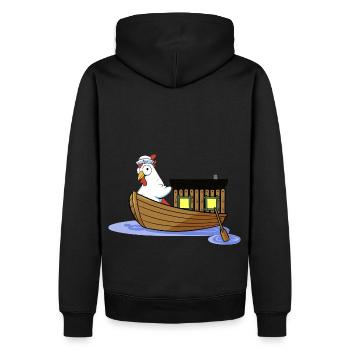 Matrose Huhn Seemann maritim Boot Ahoi Kind - Männer Premium Bio Hoodie - Schwarz - Hinten - Nico (187cm)