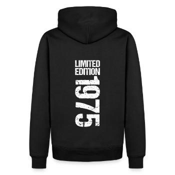 Édition limitée vintage 1975 1975 - Sweat à capuche Premium bio Homme - noir - Dos - Nico (187cm)
