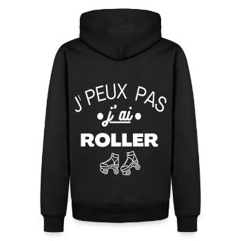 Roller j' peux pas j' ai roller humour cadeau - Sweat à capuche Premium bio Homme - noir - Dos - Nico (187cm)