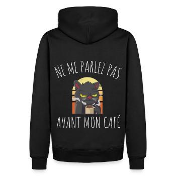Café pas avant mon café humour chat cadeau - Sweat à capuche Premium bio Homme - noir - Dos - Nico (187cm)